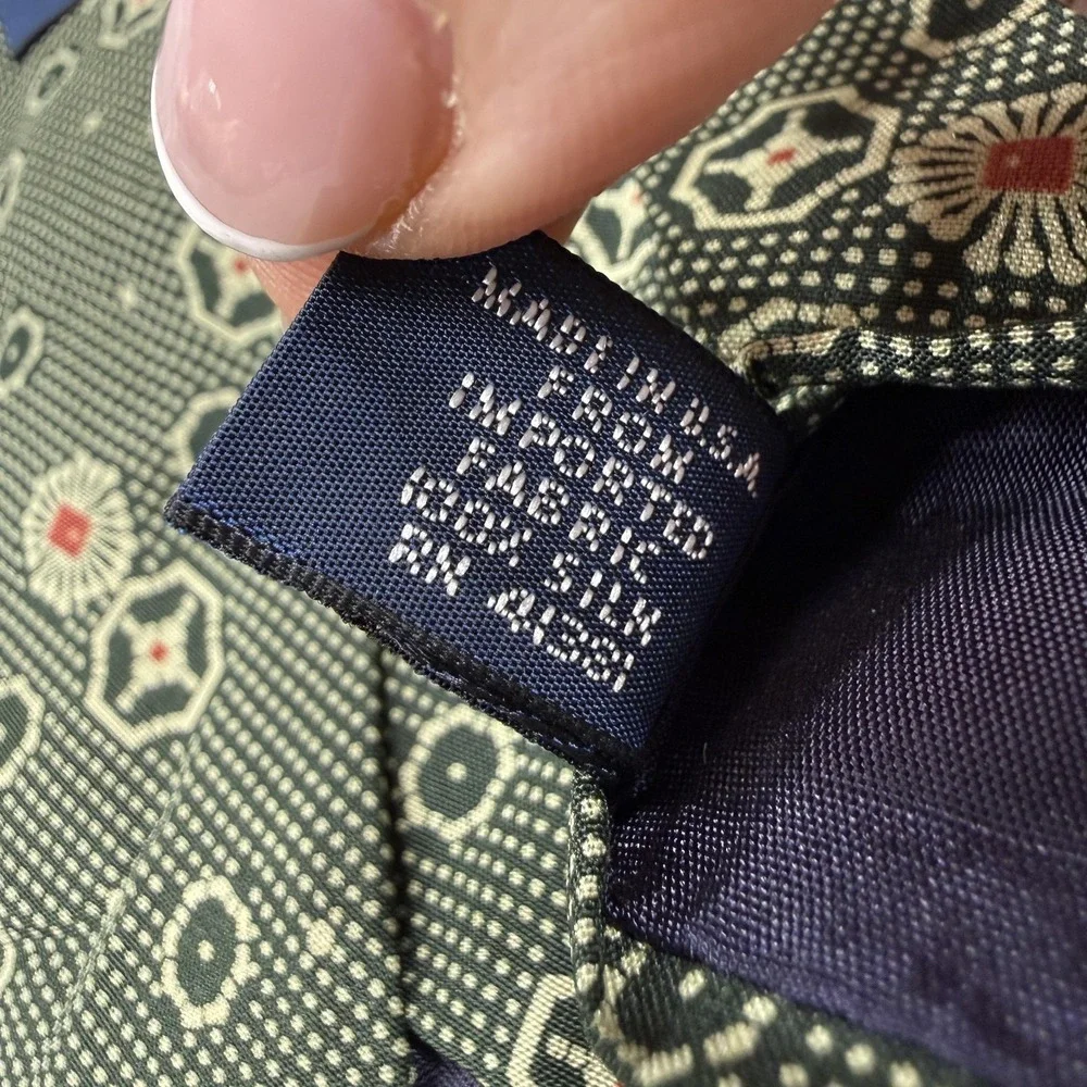 Polo Ralph‎ Lauren Silk Tie Mens One Size Green Geometric Made In Italy Necktie